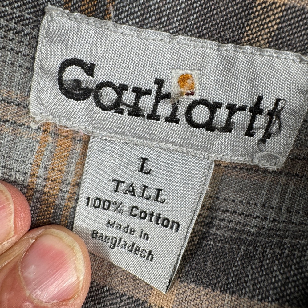 Carhartt Canvas Shirt Jacket Mens L Tall Black Flannel Line Thrashed S96 Shacket - Picture 5 of 10